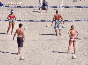 Sand Volleyball seems like it will be fun to watch. By Matthew Brown aka Morven via Wikimedia Commons