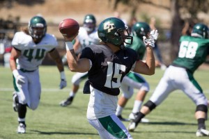 Junior Vince Moraga will be under center in Cal Poly's triple option offense for the season opener August 31. By Owen Main