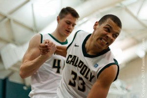 Chris Eversley (33) grabbed a career-high 15 rebounds in the win over Santa Clara on Saturday. By Owen Main