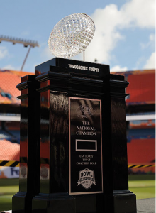 Florida State and Auburn will be battling for this trophy come January 6th 2014 in Pasadena. By User:Nikonmadness from the English Wikipedia [CC-BY-SA-3.0 (http://creativecommons.org/licenses/by-sa/3.0) or GFDL (http://www.gnu.org/copyleft/fdl.html)], via Wikimedia Commons