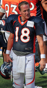 Despite being one of the greatest quarterbacks in NFL history, Peyton Manning hasn't experienced much playoff success. By Jeffrey Beall (Own work) [CC-BY-SA-3.0 (http://creativecommons.org/licenses/by-sa/3.0)], via Wikimedia Commons