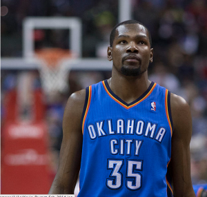 Kevin Durant is a great player but will be second to LeBron until he starts to win. By Keith Allison (Flickr: Kevin Durant) [CC-BY-SA-2.0 (http://creativecommons.org/licenses/by-sa/2.0)], via Wikimedia Commons