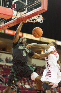 Sophomore transfer, David Nwaba, has been Cal Poly's go-to guy for above-the-rim finishing. By Owen Main
