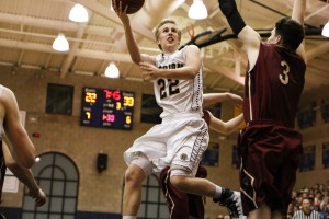 Ben Covington takes the ball to the basket on Friday night. By Owen Main