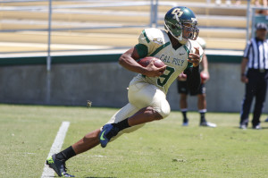 Chris Brown breaks-off a big game during Saturday's spring football game. 