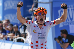 Will Routley crosses the finish line first to win Stage 4 of the Amgen Tour of California. By Owen Main
