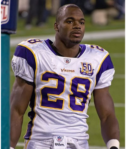 Adrian Peterson should be the #1 overall pick in every fantasy football league.  By Mike Morbeck, via Wikimedia Commons