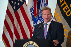 Roger Goodell is on the hot seat. By SSG Teddy Wade [Public domain], via Wikimedia Commons