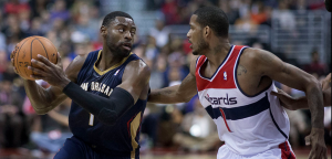 Tyreke Evans and the Pelicans will surprise people this coming NBA season. By Keith Allison (Flickr: Tyreke Evans, Trevor Ariza) [CC-BY-SA-2.0 (http://creativecommons.org/licenses/by-sa/2.0)], via Wikimedia Commons