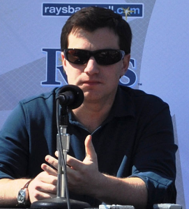 New president of baseball operations Andrew Friedman has a large task ahead of him with the Dodgers. By Andrew_Friedman_and_Joe_Maddon.jpeg: Jennifer Huber derivative work: Delaywaves talk (Andrew_Friedman_and_Joe_Maddon.jpeg) [CC-BY-2.0 (http://creativecommons.org/licenses/by/2.0)], via Wikimedia Commons