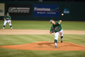 Freshman southpaw Kyle Smith struck out eight of the first nine batters he faced on Saturday night. By Owen Main