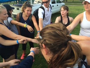 After a long weekend, the Tritons coming together for one last cheer before heading back to San Diego.