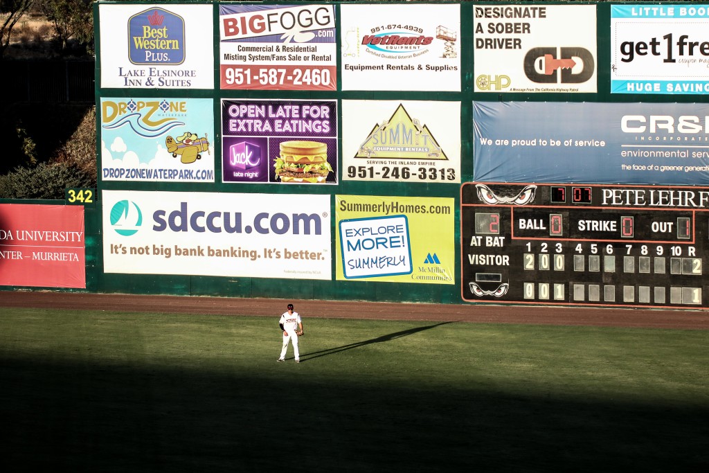 The right field wall is really high in Lake Elsinore. By Owen Main