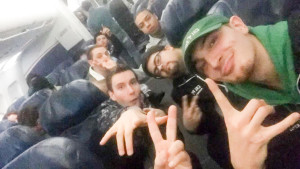 Josh Martin (front right) and company were on this plane for the better part of five hours without leaving San Antonio. Gross. Photo courtesy of Josh Martin