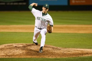 Spencer Howard pitched 3 2/3 innings on Tuesday night to pick up the victory for Cal Poly. By Owen Main